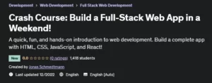 دوره آموزش سرعتی ساخت سایت تمام پشته (Full Stack) از Jonas Schmedtmann - دانلود Crash Course: Build a Full-Stack Web App in a Weekend!